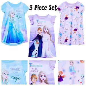 NEW! NWT DISNEY FROZEN PJ Night Gown 3 Piece set